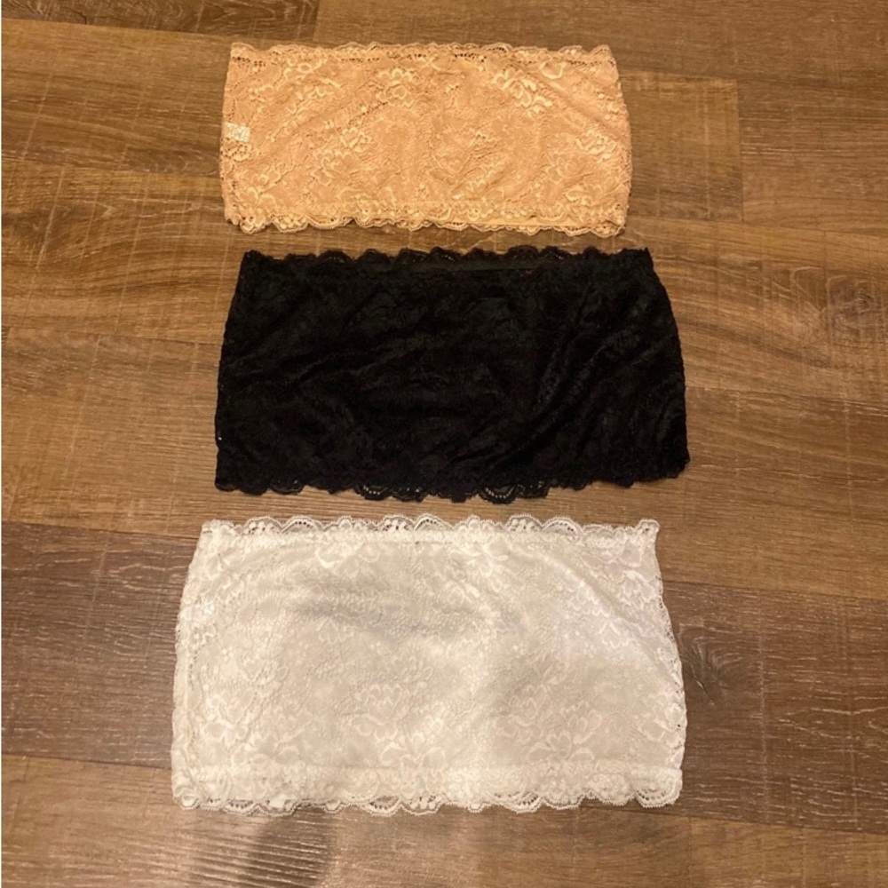 Women BANDEAU bras 3. ( black white cream) XL all all are lace